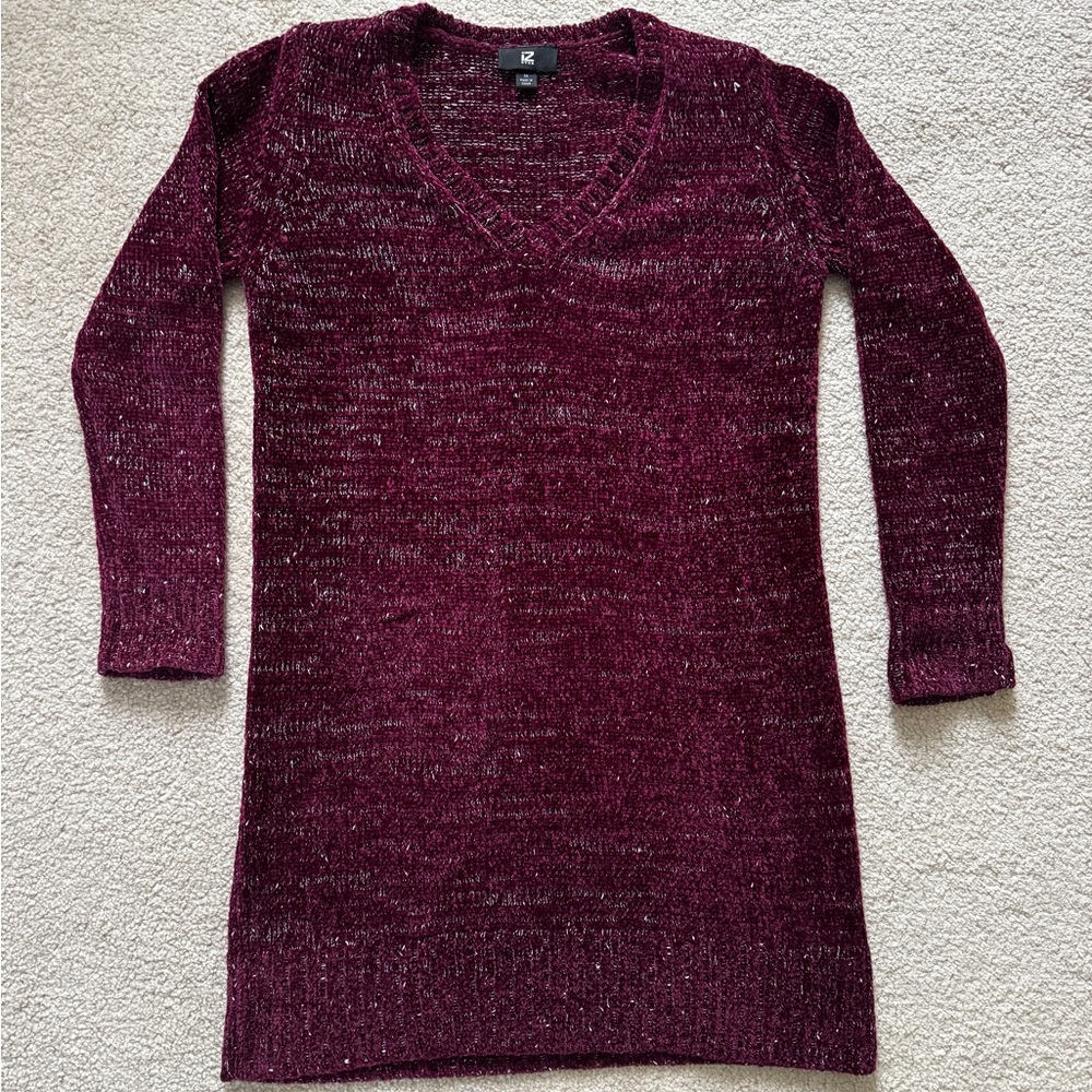 Iz Byer Maroon Textured Knit Dress